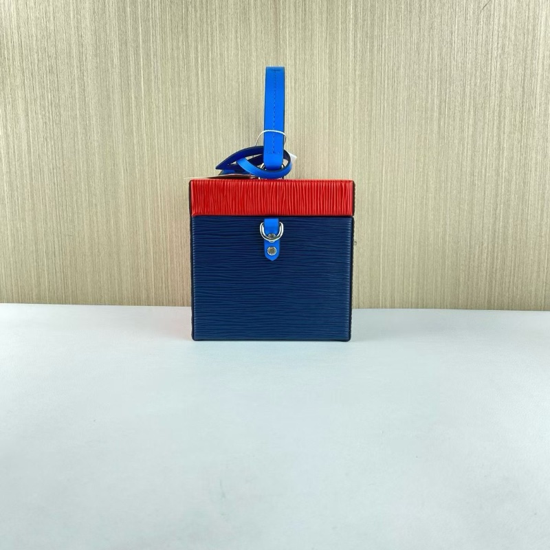 LV 紅藍拼色水波紋方盒子化妝包12*12 98新配件塵袋-7