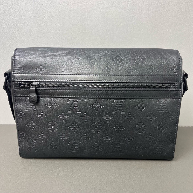 LV SPRINTER郵差包 黑色壓花真皮 全皮材質30*21*10  98新配件塵袋-8
