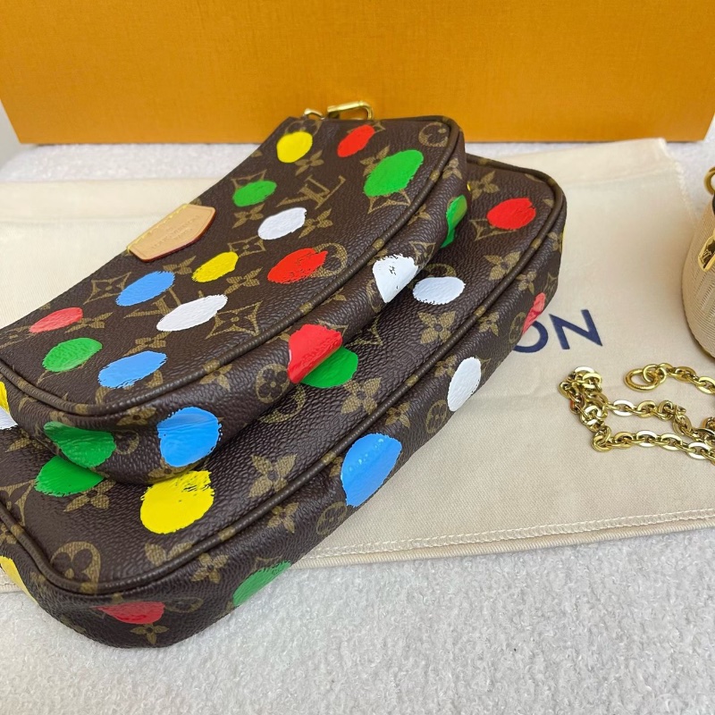 LV 草間彌生聯名款 老花五合一 芯片款24x4x13.5 99新配件塵袋肩帶-6