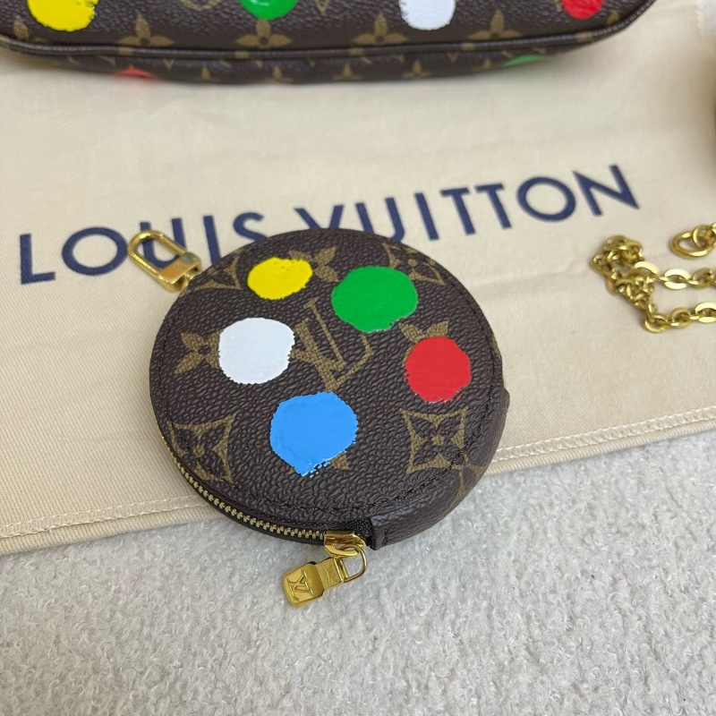 LV 草間彌生聯名款 老花五合一 芯片款24x4x13.5 99新配件塵袋肩帶-7