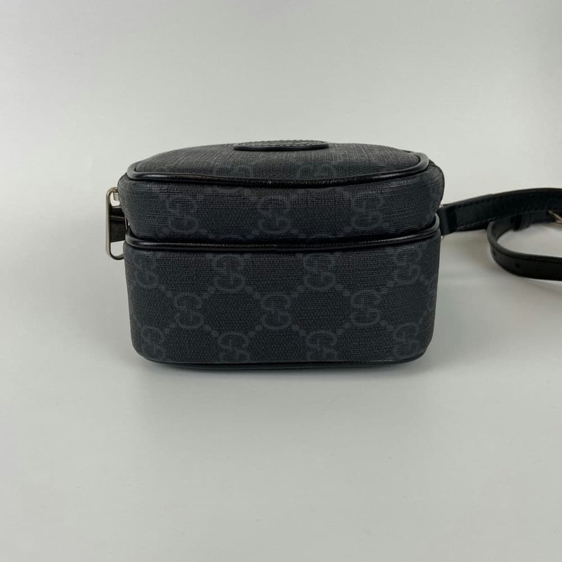 GUCCI 672952 Interlocking G 皮標LOGO老花款兩用斜背包.黑-2