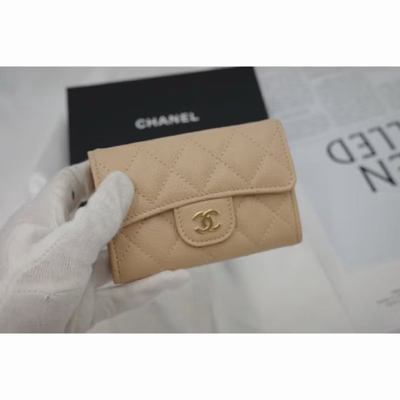 Chanel 香奈兒 奶茶色 零錢包-0