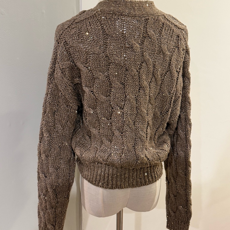 全新✨Brunello cucinelli✨咖啡色亮片針織衫 櫃上應該十幾萬-5