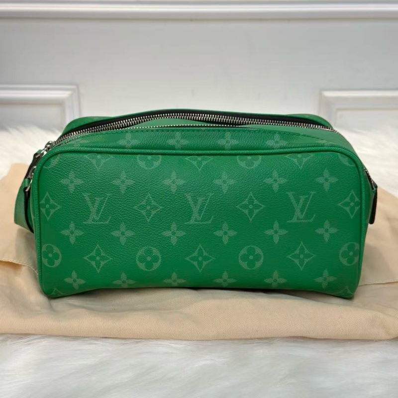 LOUIS VUITTON Dopp Kit 老花滿印拉鍊開合 帆布拼皮革 收納包洗漱包 男款-0