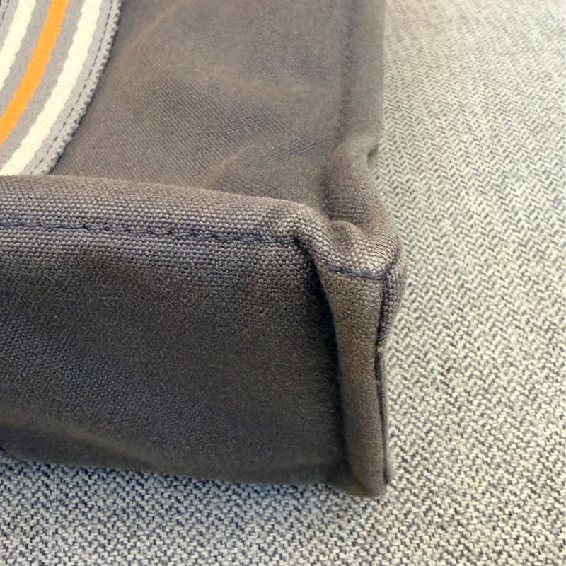 真品 愛馬仕 Hermès 托特包 Foul Tou PM 灰色帶橘白條紋 日本東京銀座限定-15