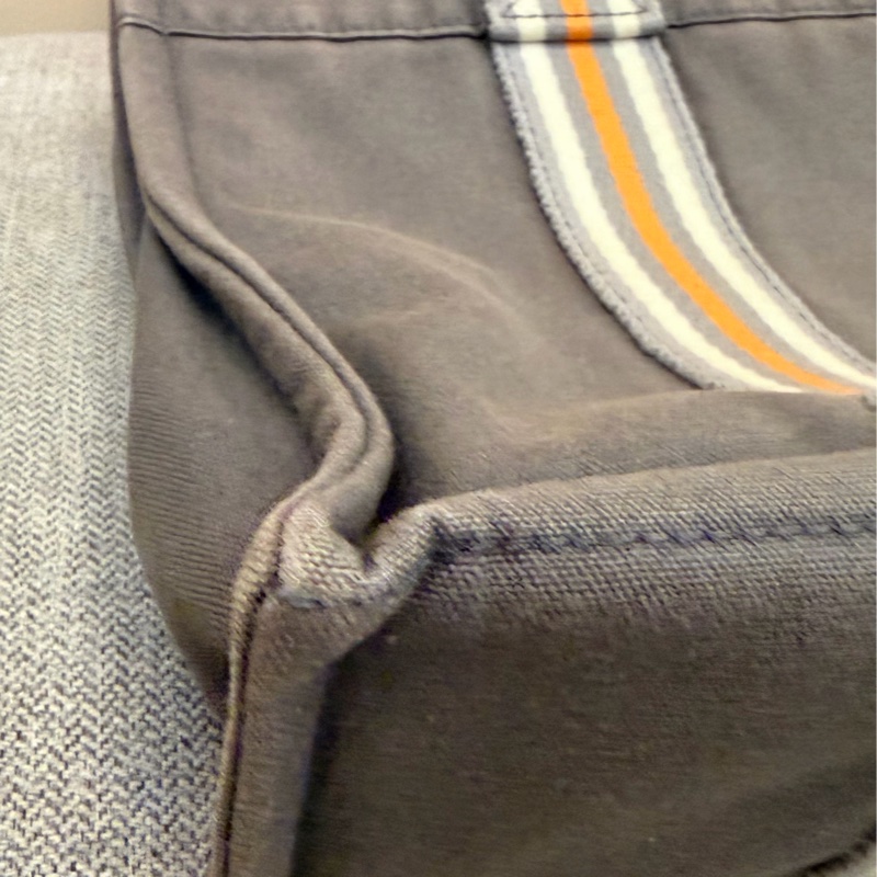 真品 愛馬仕 Hermès 托特包 Foul Tou PM 灰色帶橘白條紋 日本東京銀座限定-16