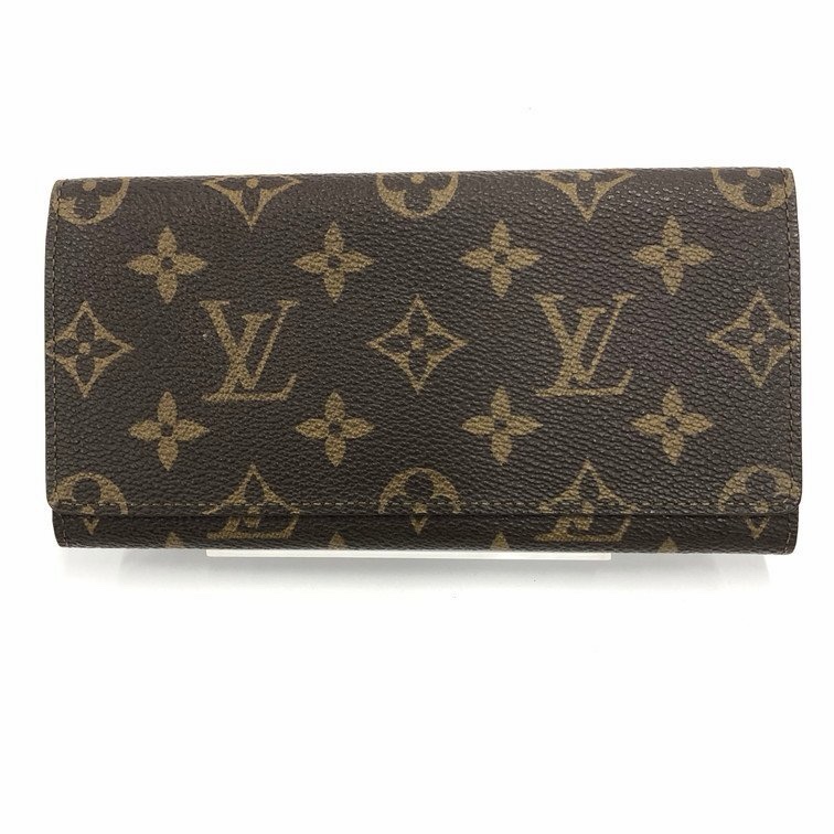真品 LV路易威登 Monogram Porte En 3 Carte M61818 原花經典長夾 十萬包 支票包 財神包-0