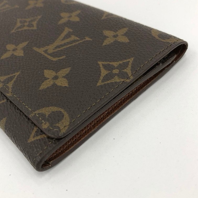 真品 LV路易威登 Monogram Porte En 3 Carte M61818 原花經典長夾 十萬包 支票包 財神包-9