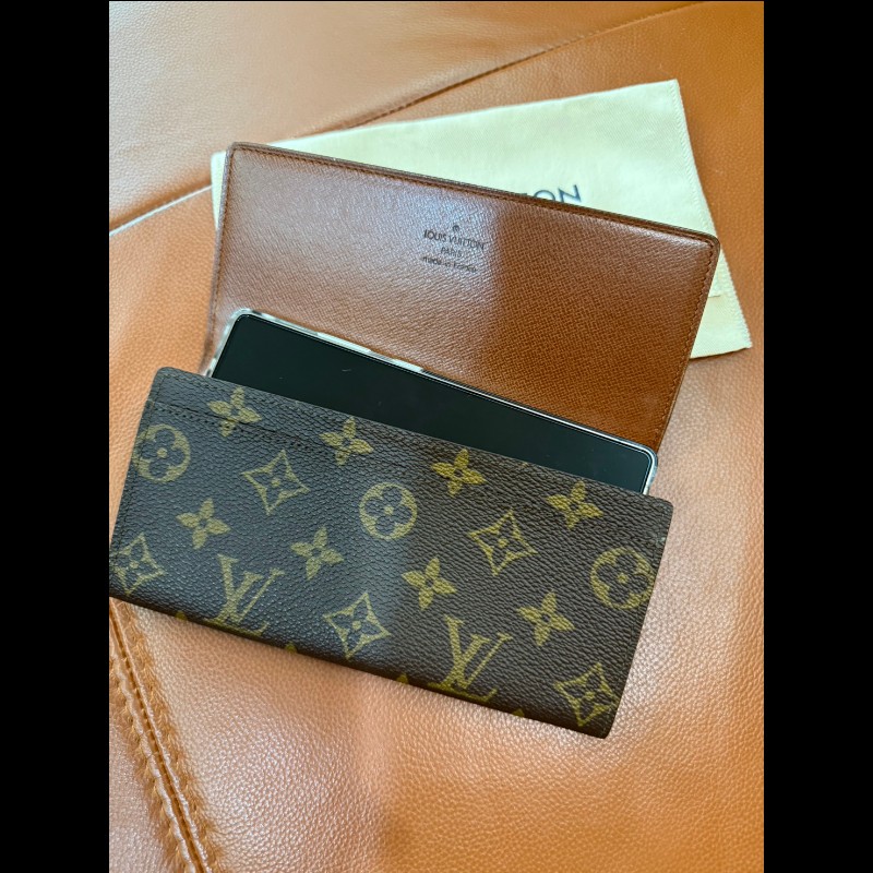 收藏級|極新真品 LV路易威登 Monogram Porte En 3 Carte 原花經典長夾 手機包 十萬包 支票包 財神包-27
