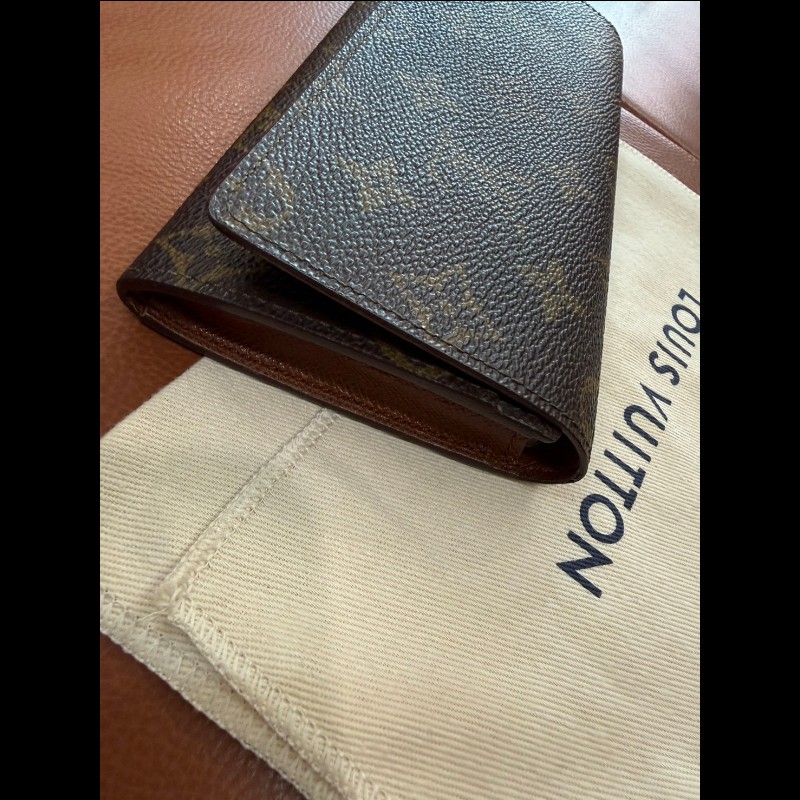 收藏級|極新真品 LV路易威登 Monogram Porte En 3 Carte 原花經典長夾 手機包 十萬包 支票包 財神包-28
