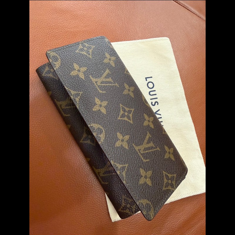 收藏級|極新真品 LV路易威登 Monogram Porte En 3 Carte 原花經典長夾 手機包 十萬包 支票包 財神包-35