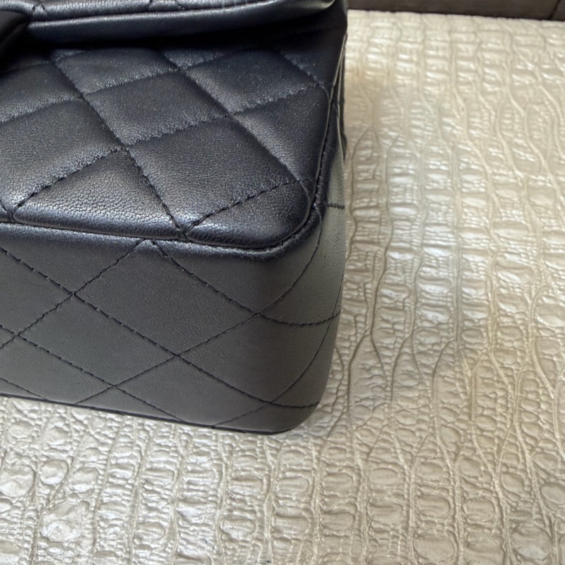 Chanel 23B銀黑羊皮黑釦Mini CF20 A69900-5