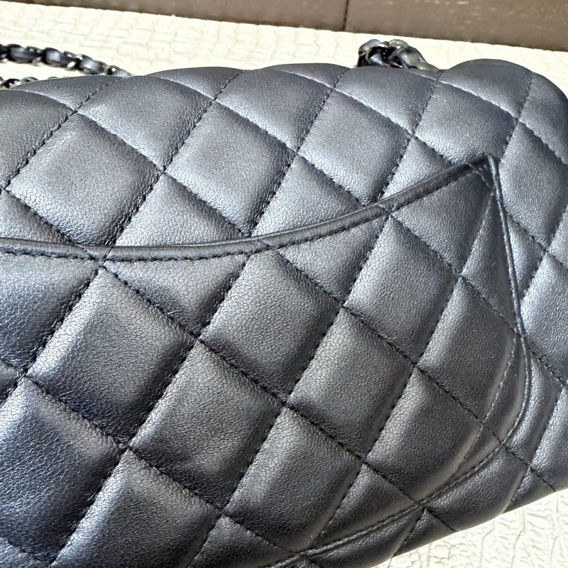 Chanel 23B銀黑羊皮黑釦Mini CF20 A69900-7