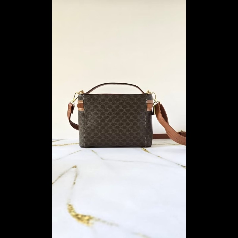 絕版古董包 Celine咖啡色老花Vanity盒子包 斜背包 側背包 單肩包-1