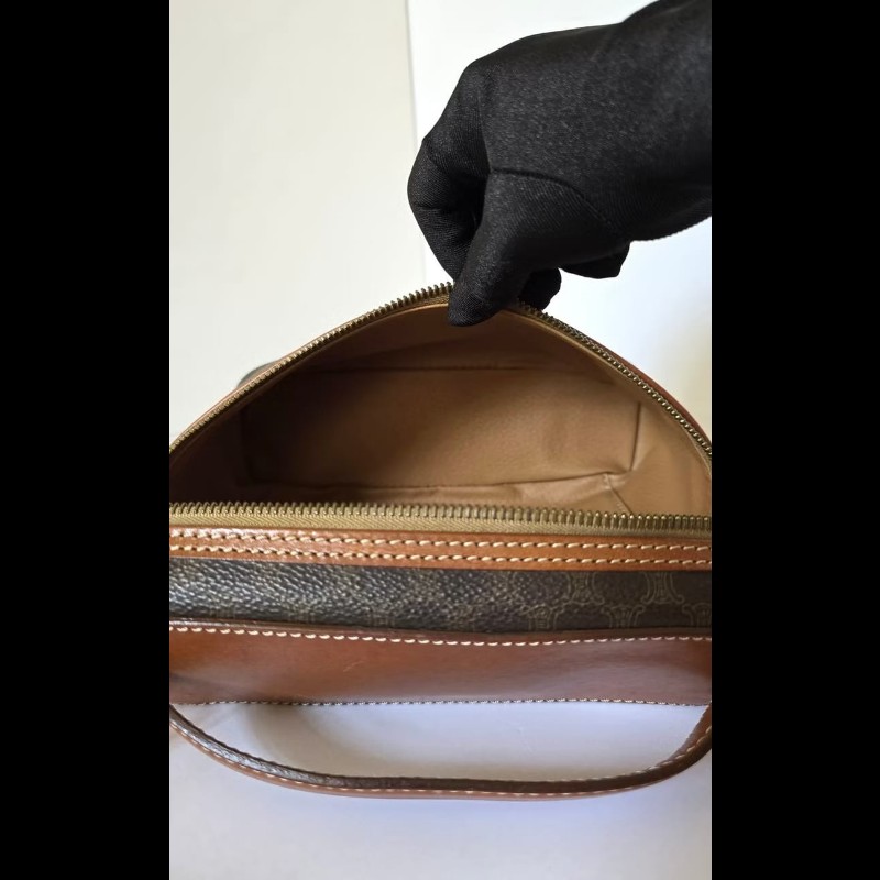 絕版古董包 Celine咖啡色老花Vanity盒子包 斜背包 側背包 單肩包-5