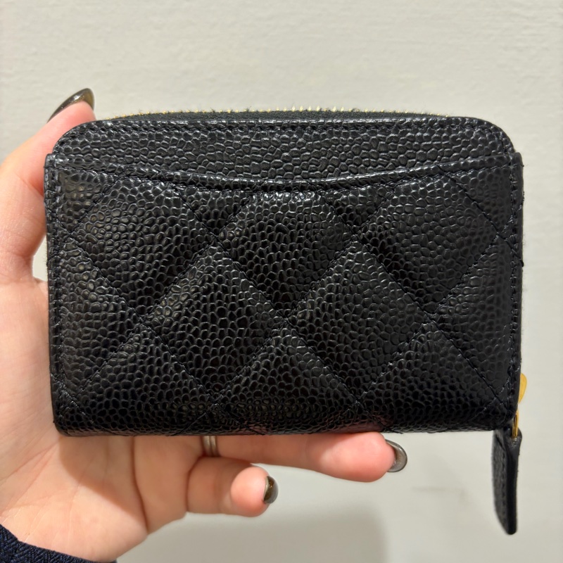 🌟稀有🌟Chanel 黑荔枝皮金釦ㄇ拉零錢包AP0216-4