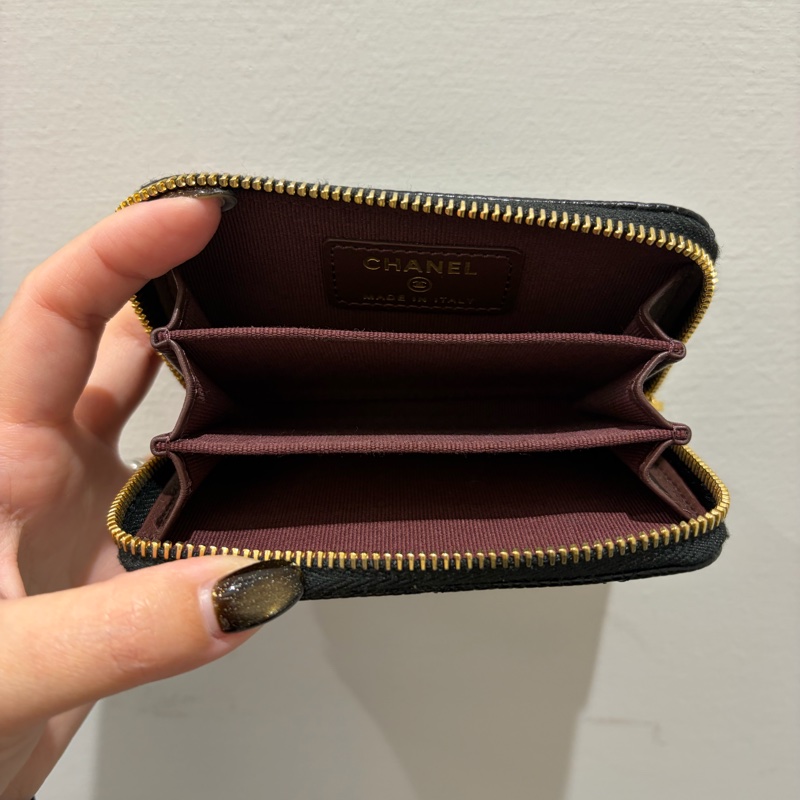 🌟稀有🌟Chanel 黑荔枝皮金釦ㄇ拉零錢包AP0216-5