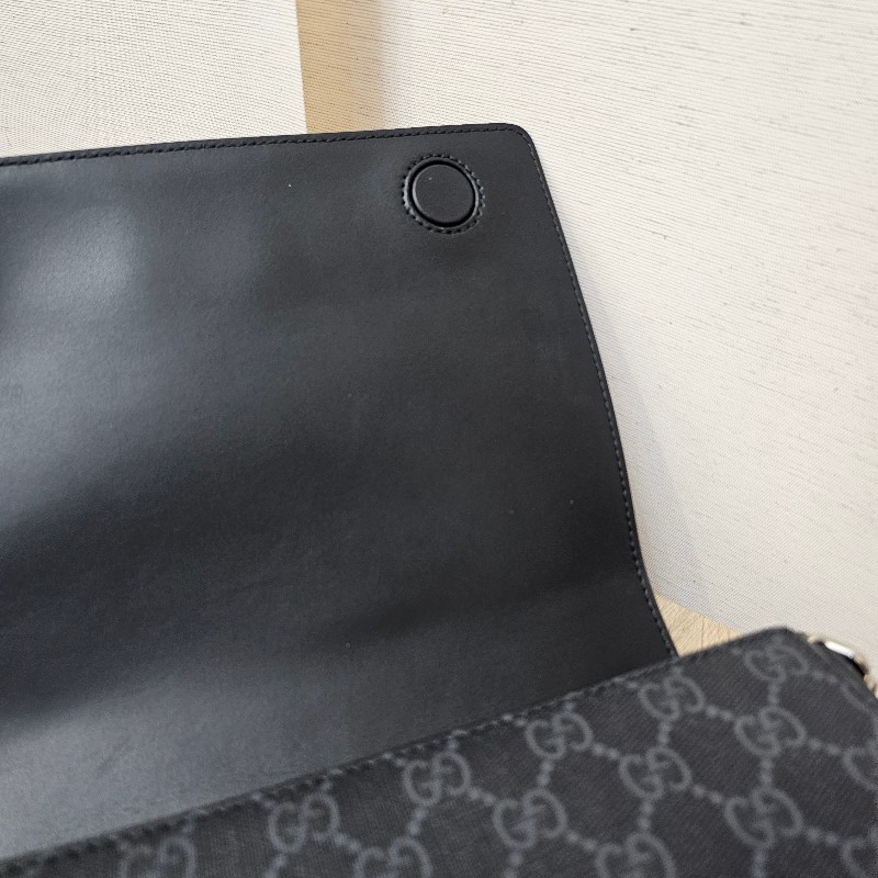 [農曆新年福利🧧] Gucci黑灰老花銀釦藍紅藍背帶斜背郵差包-28