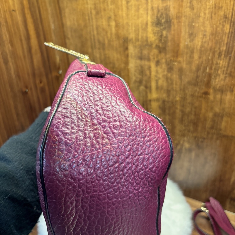 Burberry 紫紅色皮革手提包-3