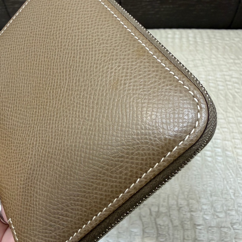 Hermes 大象灰銀釦ㄇ拉絲巾短夾-4