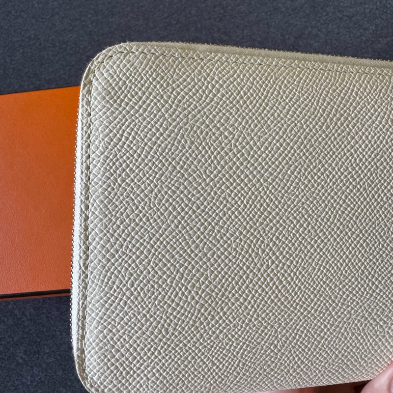 全新 Hermès Silk’In 拉鍊長夾|奶白色 Epsom|金棕白點內裡-5