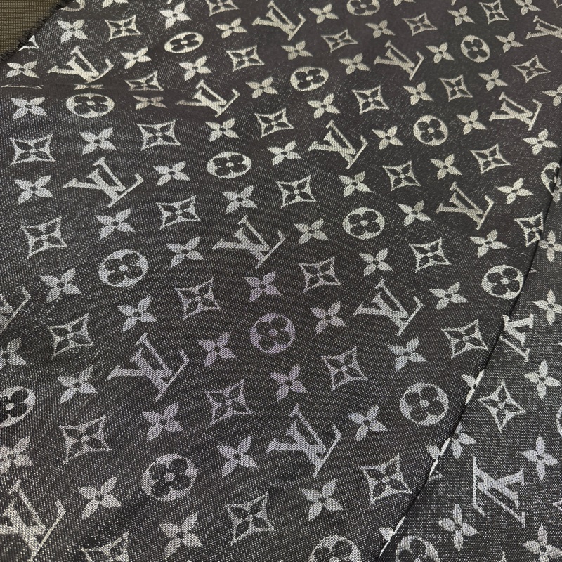 LV 黑銀蔥Logo羊毛絲質方巾M75123-3