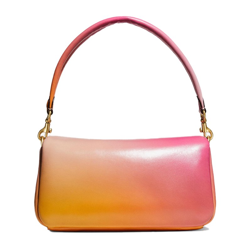 【COACH】經典C-LOGO翻蓋皮革兩用包-漸層粉-2