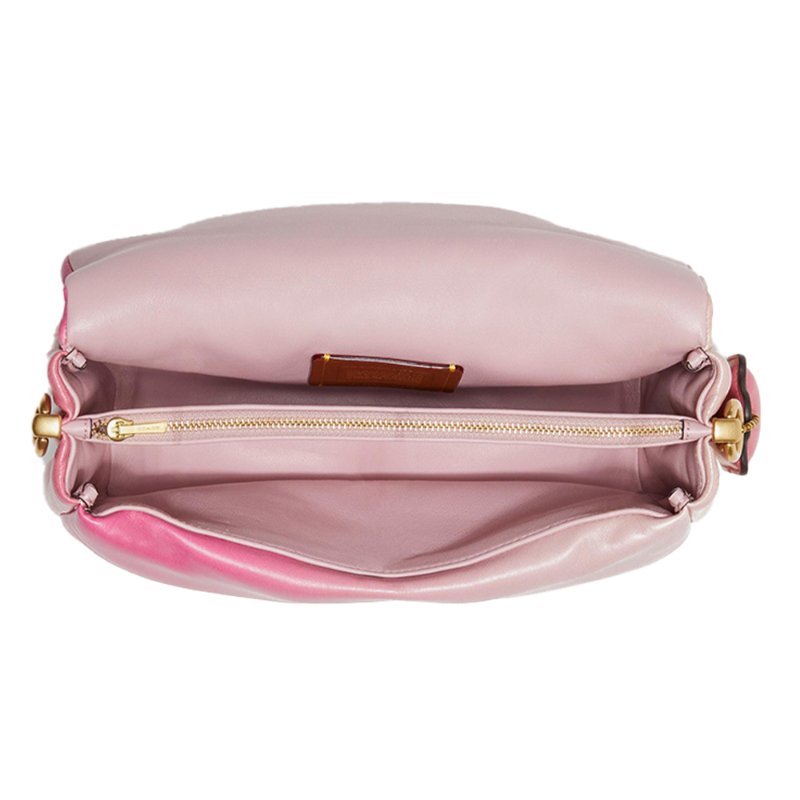 【COACH】經典C-LOGO翻蓋皮革兩用包-漸層粉-3