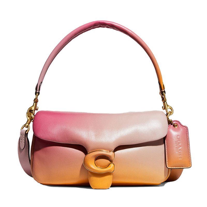 【COACH】經典C-LOGO翻蓋皮革兩用包-漸層粉-4