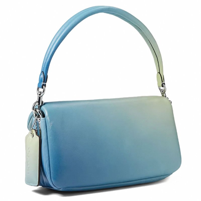 【COACH】經典C-LOGO翻蓋皮革兩用包-漸層藍-1