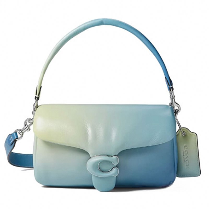 【COACH】經典C-LOGO翻蓋皮革兩用包-漸層藍-4