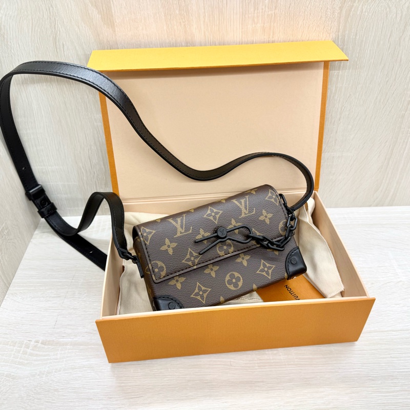 LV原花拚牛皮Steamer插釦斜背包M83613-0