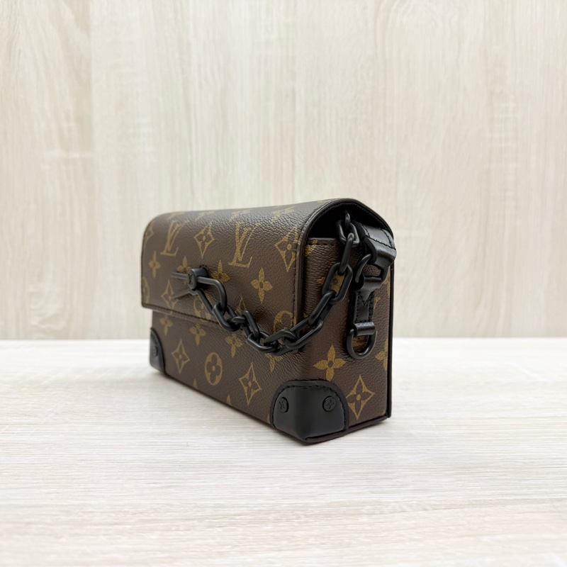 LV原花拚牛皮Steamer插釦斜背包M83613-3