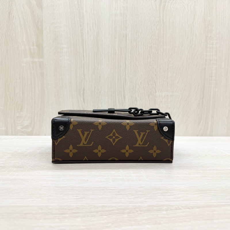 LV原花拚牛皮Steamer插釦斜背包M83613-5