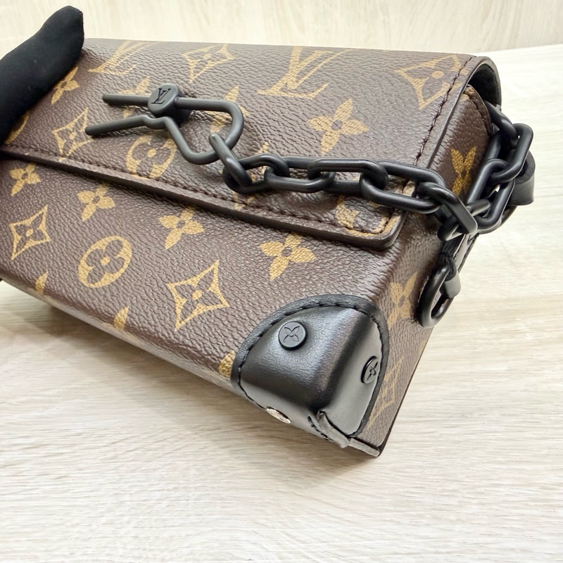 LV原花拚牛皮Steamer插釦斜背包M83613-6