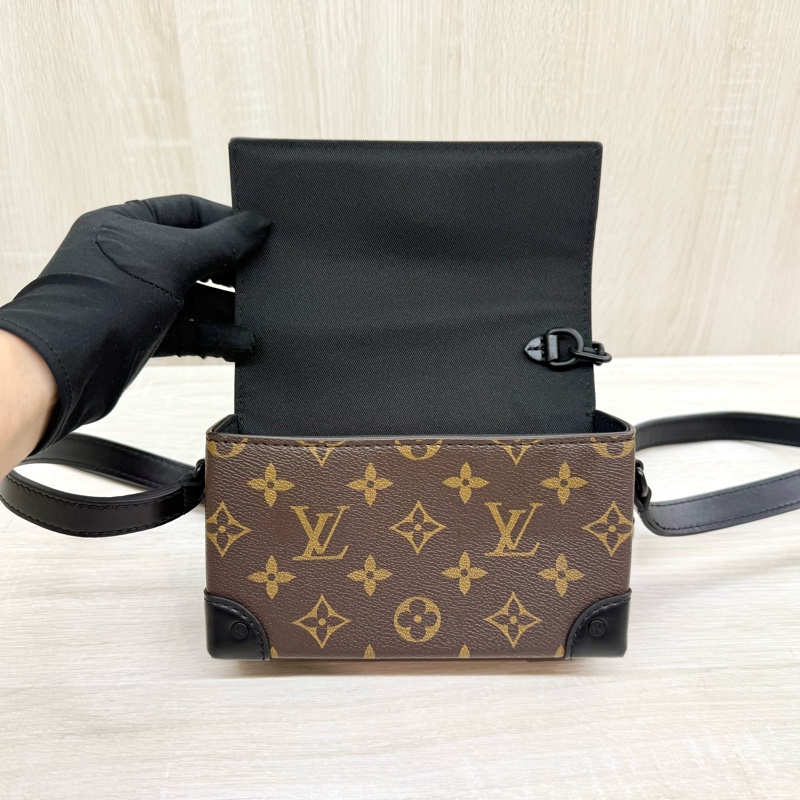 LV原花拚牛皮Steamer插釦斜背包M83613-9