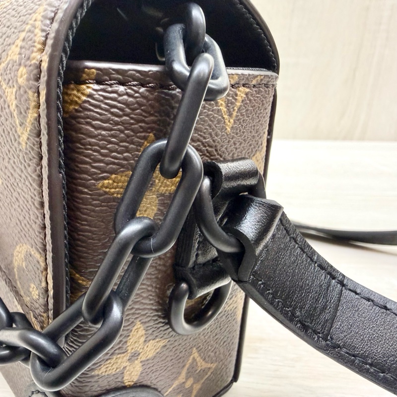 LV原花拚牛皮Steamer插釦斜背包M83613-15