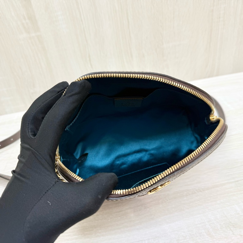 GUCCI 原花Ophidia紅綠織紋拉鍊貝殼包499621-10