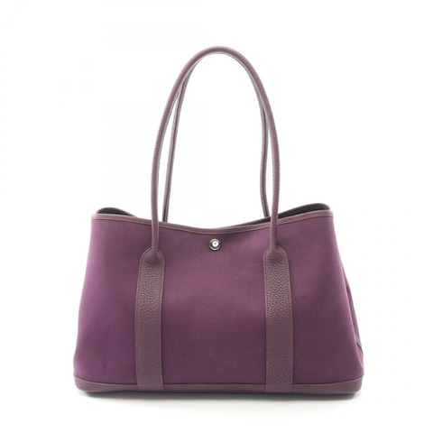 愛馬仕 Garden party PM 手提包，O Toile 帆布，卡西斯色皮革，SHW