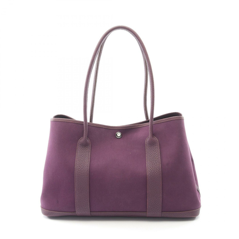 愛馬仕 Garden party PM 手提包，O Toile 帆布，卡西斯色皮革，SHW-0