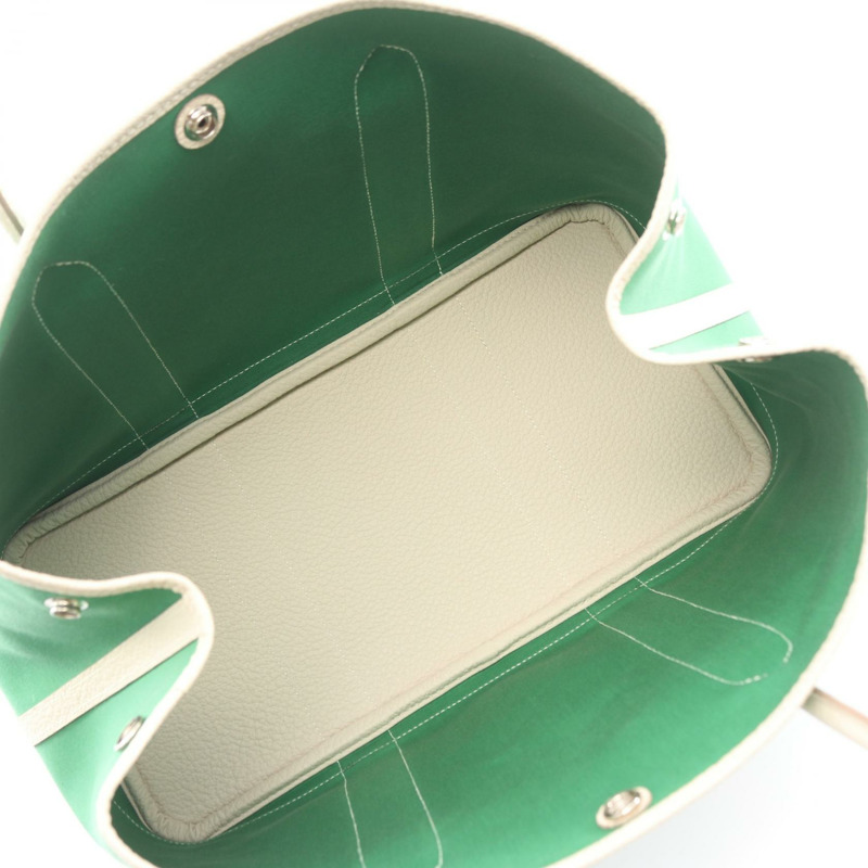 愛馬仕 Garden party PM 手提包 X Toile officier 皮革竹纖維帆布 SHW-2