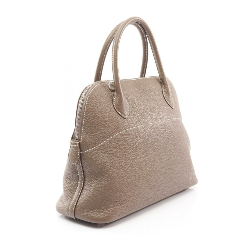 愛馬仕 Bolide 31 肩背包,Clemence 皮革,灰色/灰褐色,銀色五金,二手。-1