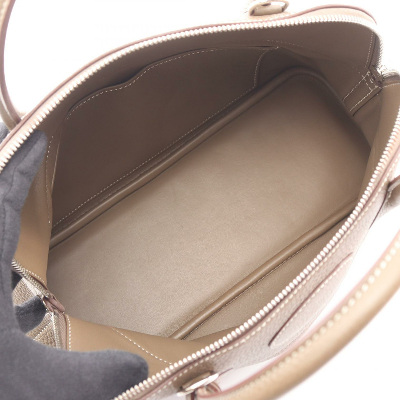 愛馬仕 Bolide 31 肩背包,Clemence 皮革,灰色/灰褐色,銀色五金,二手。-2