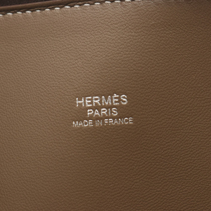 愛馬仕 Bolide 31 肩背包,Clemence 皮革,灰色/灰褐色,銀色五金,二手。-3