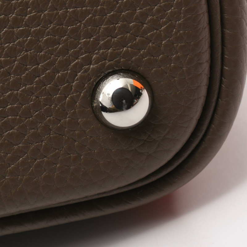 愛馬仕 Bolide 31 肩背包,Clemence 皮革,灰色/灰褐色,銀色五金,二手。-6