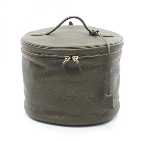 愛馬仕 Intercity 肩背化妝包 B Taurillon Clemence 卡其色 二手金色五金