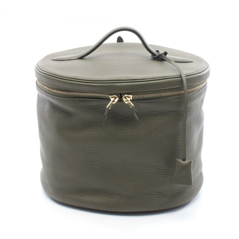 愛馬仕 Intercity 肩背化妝包 B Taurillon Clemence 卡其色 二手金色五金-0