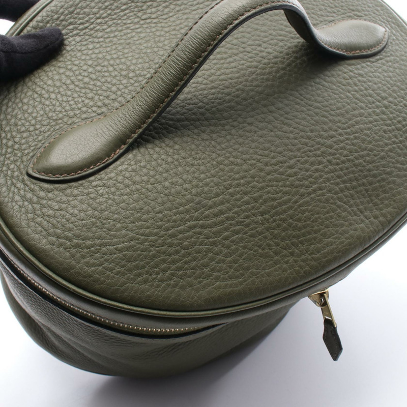 愛馬仕 Intercity 肩背化妝包 B Taurillon Clemence 卡其色 二手金色五金-8