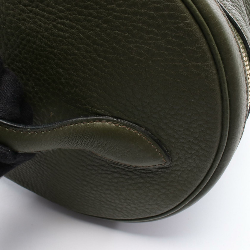 愛馬仕 Intercity 肩背化妝包 B Taurillon Clemence 卡其色 二手金色五金-11