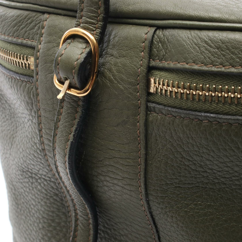 愛馬仕 Intercity 肩背化妝包 B Taurillon Clemence 卡其色 二手金色五金-12